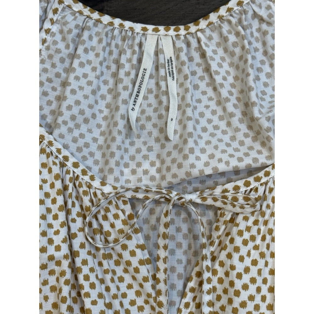 Anthropologie Somerset Dress M Ivory Gold Cottagecore Boho Prairie Maxi - Picture 6 of 9